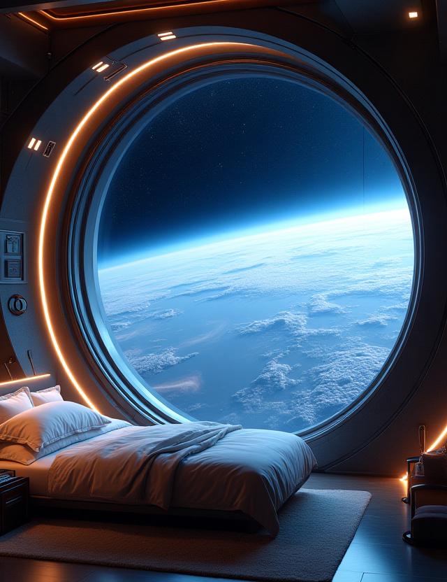 Luxury orbital suite with view of Earth